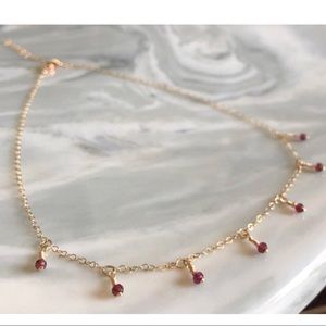 Garnet Gemstone Crystal 14k Gold Filled Choker